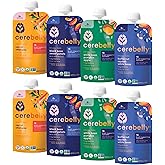 Cerebelly Organic Baby Food Pouches Variety Pack, Veggie & Bean Purees, 16 Nutrients, No Added Sugar, Fiber & Non-GMO, 4oz, 8 Pack