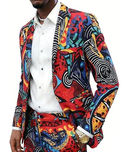 QZI Men's Floral Jacquard Suit Double Breasted Detachable Satin