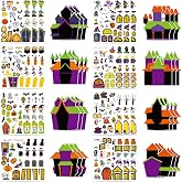 Halloween Haunted House Craft Kit for Kids - 24 Sets Make a Haunted House Hanging Ornament Sticker Kit, DIY House Scene Trick or Treat Halloween Party Favors Decoration