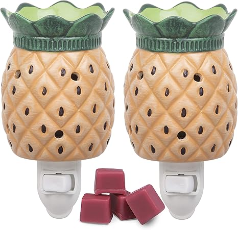 Amazon Com Deco Plug In Electric Pineapple Candle Warmers 2 Wax Tart Warmer For Indoor Decor Includes 4 Wax Cubes And Halogen Bulb Freshen Home Or Office W Desired Fragrance Great Holiday