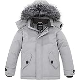 wantdo Boys' Winter Coat Waterproof Puffer Jacket Fleece Parka Hooded