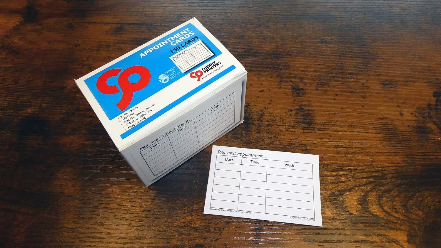Cherry Appointment Cards x 150-350gsm - 85mm x 55mm in Box, Black - Image 5