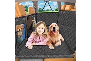 URPOWER Back Seat Extender for Dogs - Hard Bottom Dog Car Seat Cover Holds 420 lbs, Waterproof Dog Hammock Dogs Bed for Cars, SUVs & Small Trucks, Pet Backseat Protector with Mesh Window & Large Space