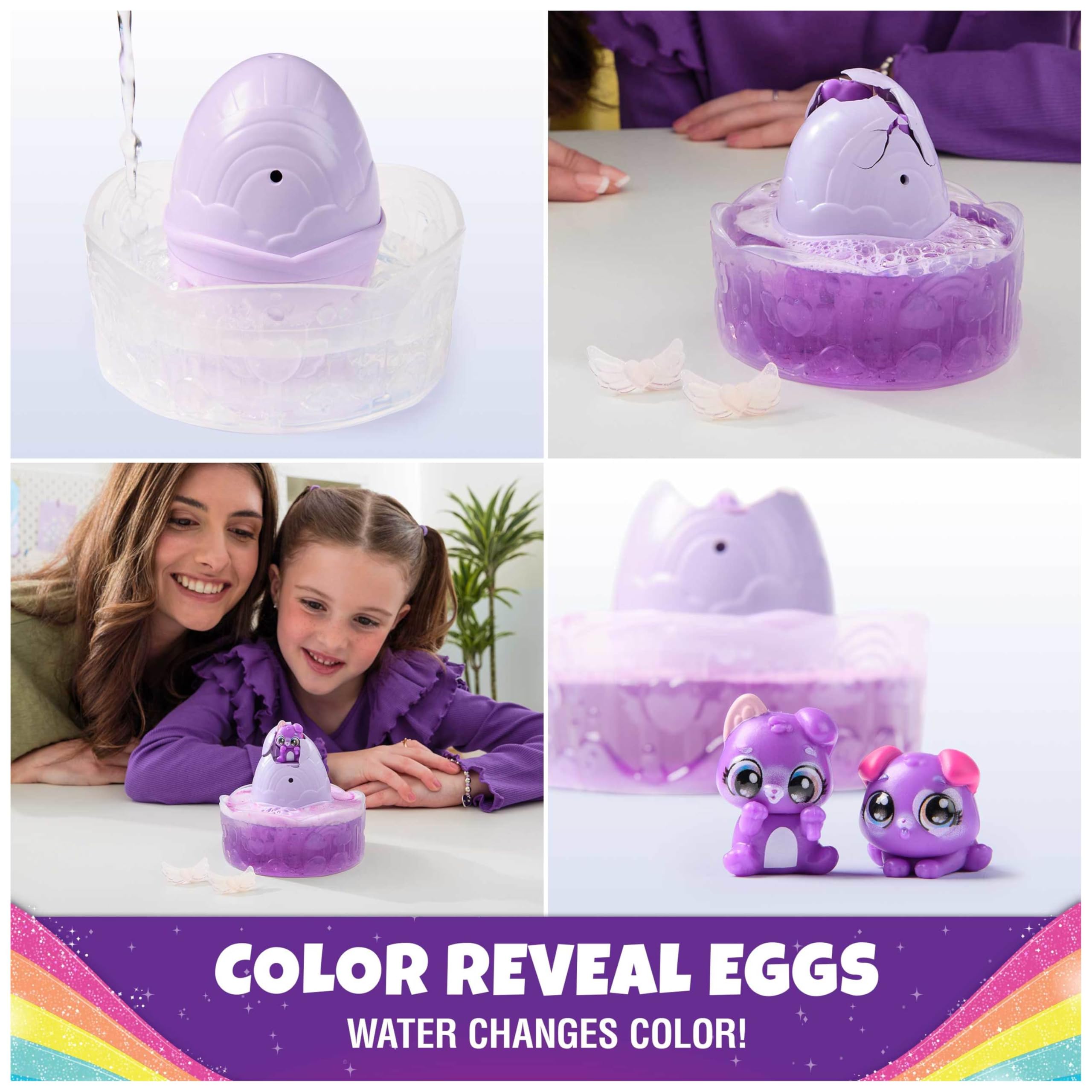 Hatchimals Alive, Rainbow Splash Fizzy Color Surprise Toy, Hatch Twins or Triplets from Color Reveal Egg (Style May Vary), Gifts & Stocking Stuffers for Girls & Boys