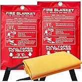 ifory 2 Pack Fire Blankets Emergency for Home, 40” x 40” Silicone-Coated Fiberglass Fire Blanket for Home and Kitchen, Skin-Safe Silicone Layer — No Itching, No Dust