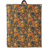 Colorful Cat Floral Pattern Throw Blanket for Boys Girls Kids Adults, Cozy Kitten and Flower Theme Flannel Blankets Gifts for Camping, Bedroom, Couch, Room Home Decor, 50"x60"