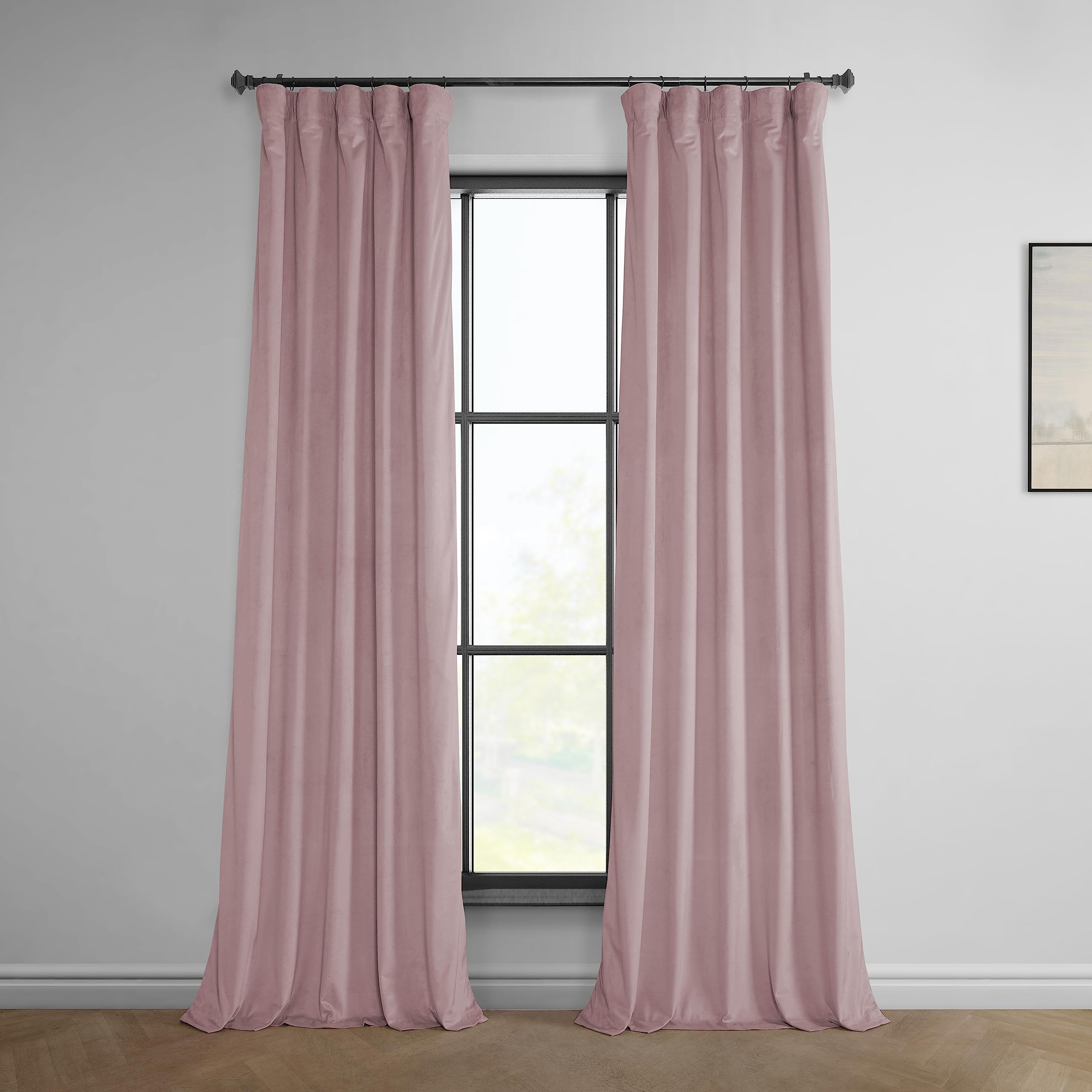 HPD Half Price Drapes Heritage Plush Velvet Curtains 120 Inches Long Room Darkening Curtains for Bedroom & Living Room 50W x 120L, (1 Panel), Ballet Pink Image