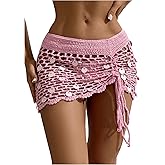 SHENHE Women's Crochet Bikini Cover Up Sequin Hollow Out Beach Mini Skirt Swimsuit Cover Ups