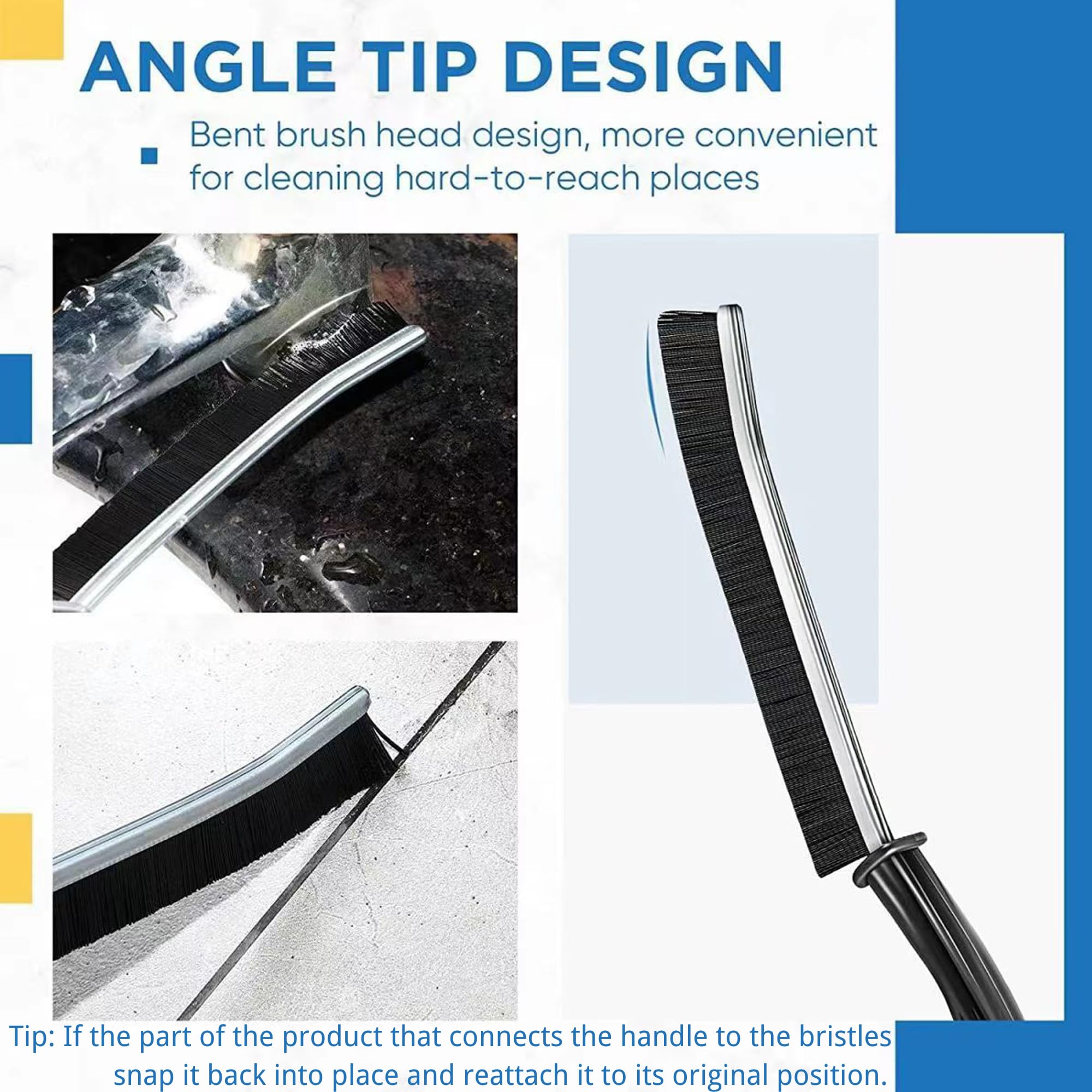 3Pcs Crevice Cleaning Brush Tool Grout Brush Cleaning Supplies, Home Essentials Bathroom Multifunctional Gap Scrub Hard Bristle Brushes for Household Use (Black Cleaning Brush)