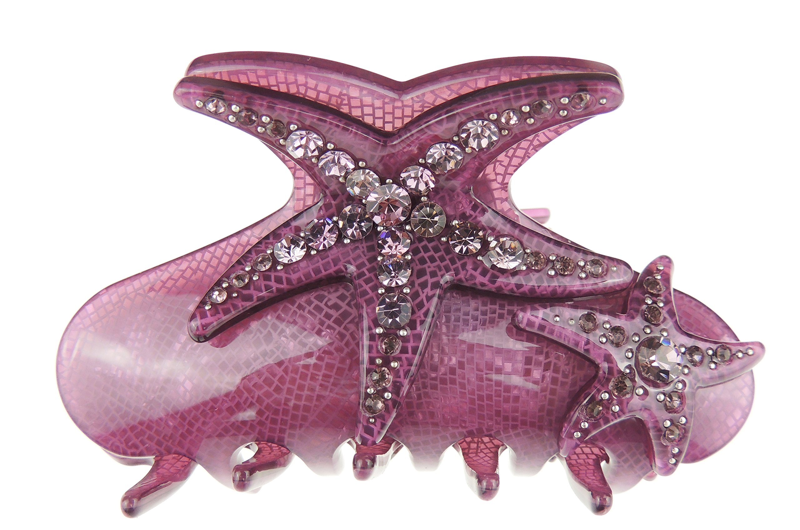 Sparkly Women Girls Crystal Diamante Rhinestone Gems Bridal Wedding Formal Occasion Headpiece Party Styling Hair Accessories Butterfly Claw Jaw Clip Octopus Clamp 9cm Starfish Purple