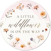 Mobiusea Creation Girl Baby Shower Label - A Little Wild Flower is on The Way | 60pcs 2" Waterproof Gold Foil Sticker | Baby Shower Decorations and Favor Labels for Girls