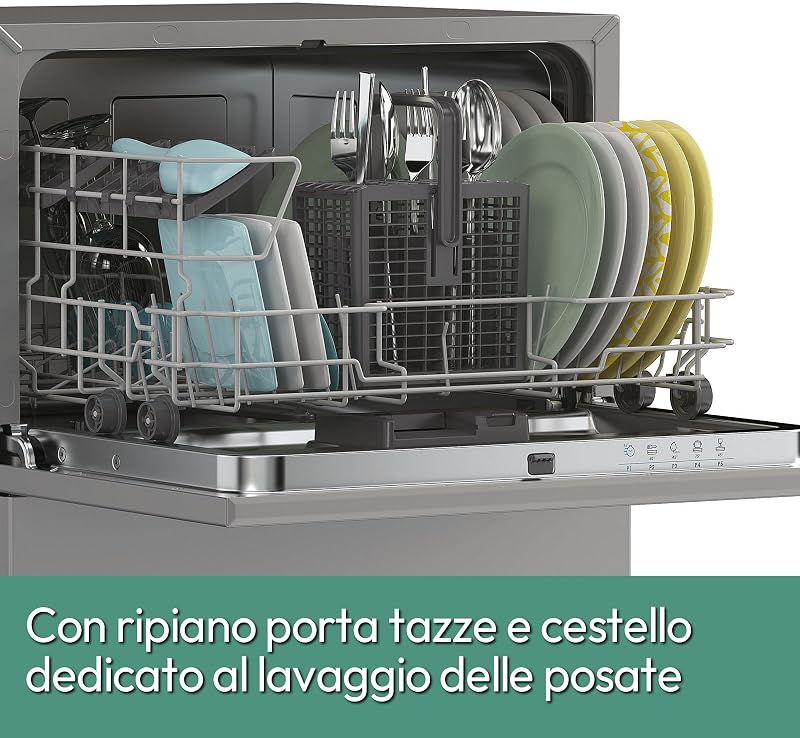Rapidò Lavastoviglie Compatta da Tavolo 6 Coperti, Classe E, Silver
