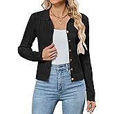 ZAFUL Cropped Cardigan Sweaters for Women 2025 Collared Button Down Long Sleeve Crochet Knit Shrugs Fall Outfits Clothes