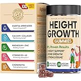 Height Growth Increase Vitamin Gummies, Calcium, Magnesium, Zinc, Ashwagandha, Glucosamine Grow Tall Supplement, Multivitamin for Kids, Teens, Adults