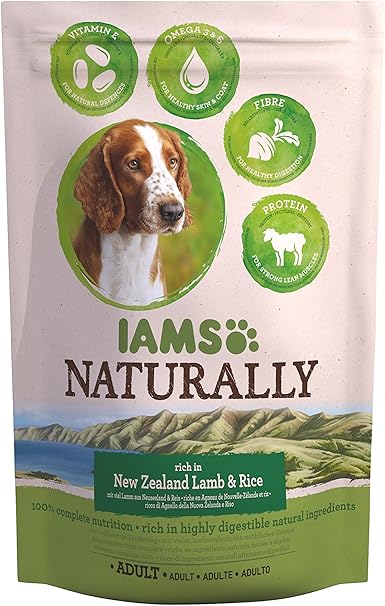 Iams Naturally Croquettes Pour Chien Adulte à Lagneau De Nouvelle Zélande Riz 800 G