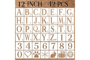 DZXCYZ 12 Inch Letter Stencils Numbers Craft Stencils, 42 Pcs Reusable Plastic Alphabet Drawing Templates for Painting on Wood, Wall, Fabric, Rock, Signage, Door Porch, DIY Art Projects