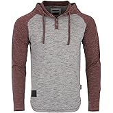 ZIMEGO Mens Long Sleeve Lightweight Hooded Henley – Color Block Pullover Hoodie for Casual Gym Workout Travel