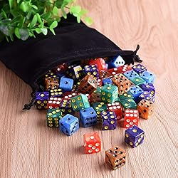 AUSTOR 50 Pieces 6 Sided Dice Set, 5 x 10 Pearl