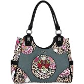 ED HARDY Shoulder Handbag Tote Purse Skull Floral Tattoo Print Snap Closure Everyday Carry Bag
