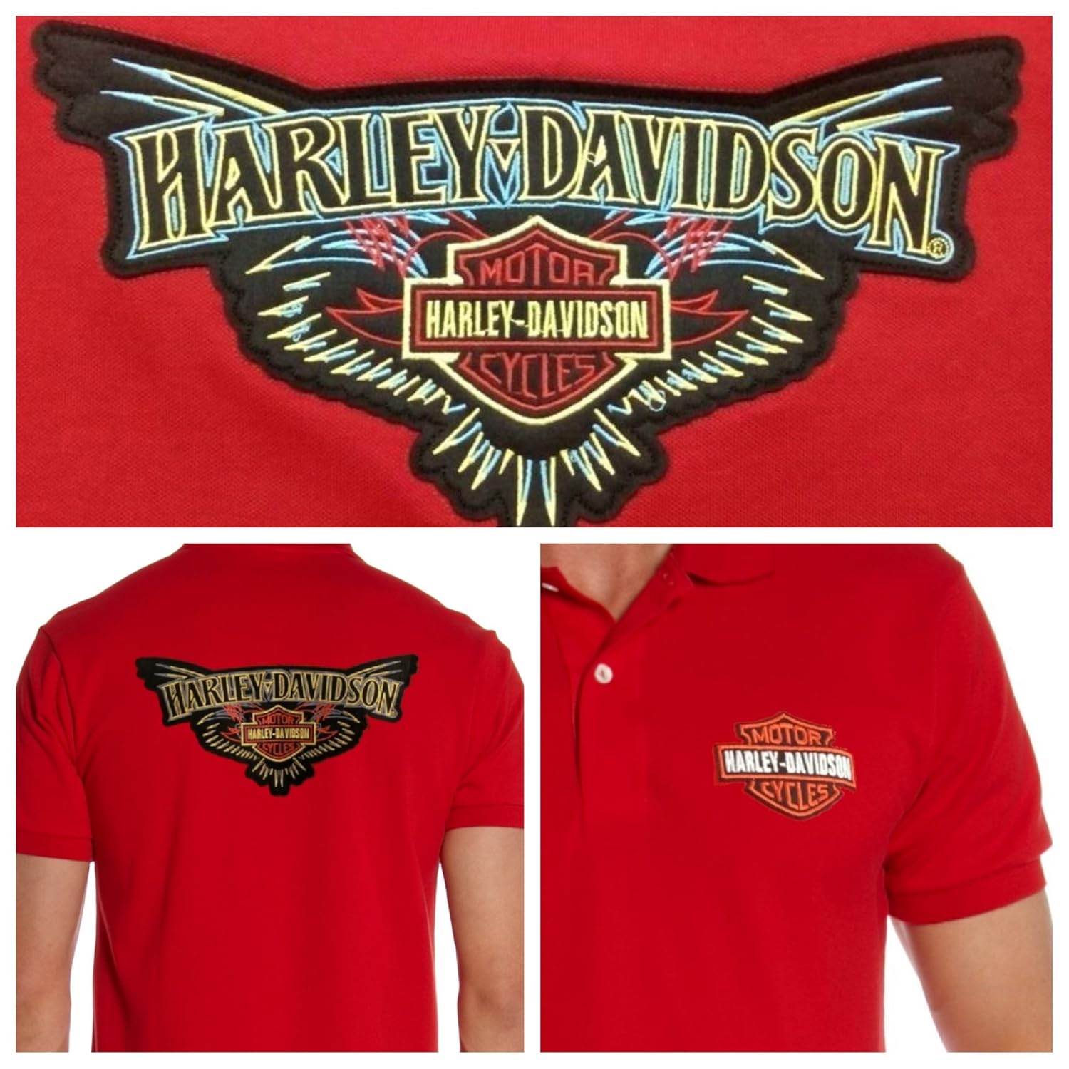 lion harley davidson men's embroidery polo bike rider t shirts for men