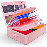 JUNDUN Document Organizer, Fireproof Document Bag with Lock, Document Storage Box with Accordian, 7 Pockets Document Holder w