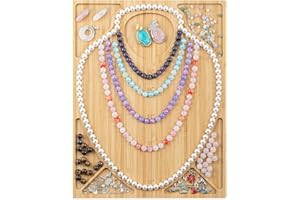 ORNUNIQ Wooden Necklace Making Board,Ideal for Beginners and Professionals, Bamboo Beading Board and Bead Mat, Jewelry Making Trays for Necklaces (14.1inch)