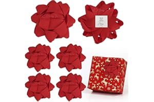 LiBongTa 4.5 Inch Red Bow for Gift Grosgrain Ribbon Present Bow, Christmas Bow for Gift Wrapping, Decorative Bow, Self Adhesive Bows, Gift Bow Assortment, Pack of 6