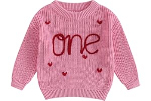 Beautooly First Birthday Outfit Baby Girl Boy Cute Letter Embroidery Warm Long Sleeve Oversized Sweater Infant Knitwear