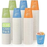 LITOPAK 1200 Pack 5 oz Paper Cups, Colorful Samll Disposable Paper Bathroom Cups for Parties, Travel, and Events
