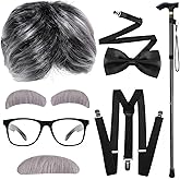 Yaliuliu Old Man Costume for Kids and Boys – 100 Days of School Costume Boys Dress Up, Grandpa Costume