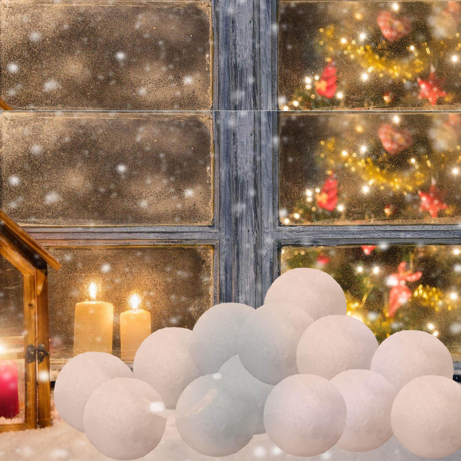 Artificial Snow - 25PACK Fake Snowballs for Indoor Snowball Fight, Multi-Use Artificial Snowballs White Plush Snowballs Christmas Snow for Indoor & Outdoor Winter Wonderland, Miniature Scene DIY Décor
