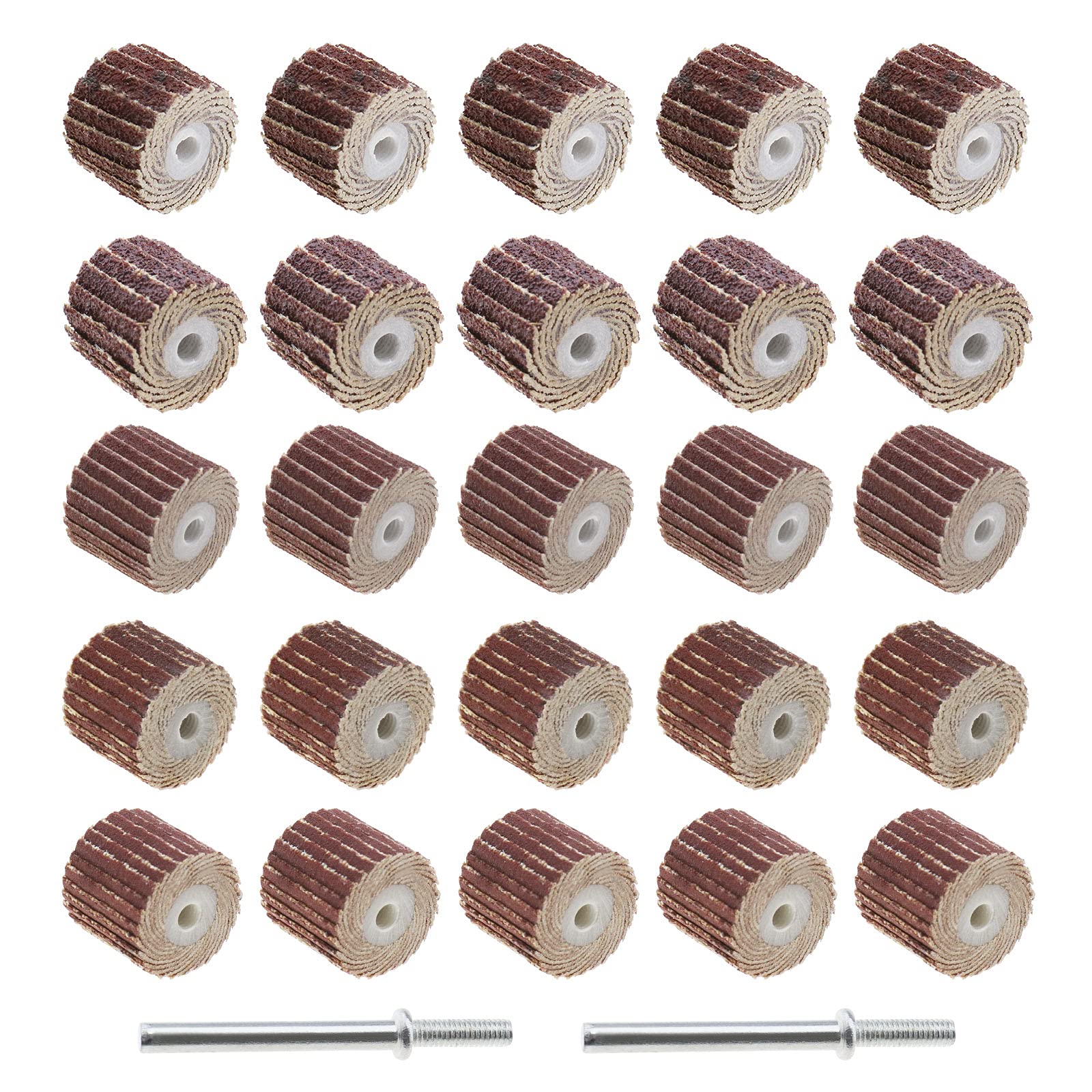 eMagTech 20Pcs 80/120/240/320/600 Grit Flap Wheel Sandpaper Sanding Disc for Rotary Tools with Long Handle Shank Mandrel 13x12x3mm/0.51x0.47x0.12inch Emery Cloth Polish Tool Accessories