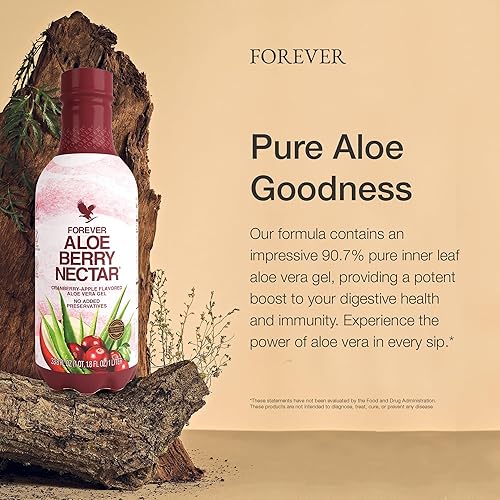 Forever Living - Aloe Berry Nectar - 90.7% Pure Aloe Vera Gel with  Cranberries and Apples - No Preservatives -