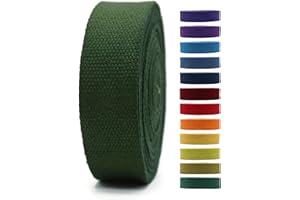JACOB BICERRI Cotton Webbing 2" & 1.5'' & 1" - 5 Yards - 50+ Colors -%100 Natural Cotton - Turkish Woven - Heavy Duty 1 Inch 1.5 Inch 2 Inch Canvas Webbing for Sewing Straps Bag Climbing Indoors Craft DIY 11324…