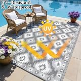 SHACOS Outdoor Rug 270x360 cm Reversible Waterproof UV Resistant Grey view 4