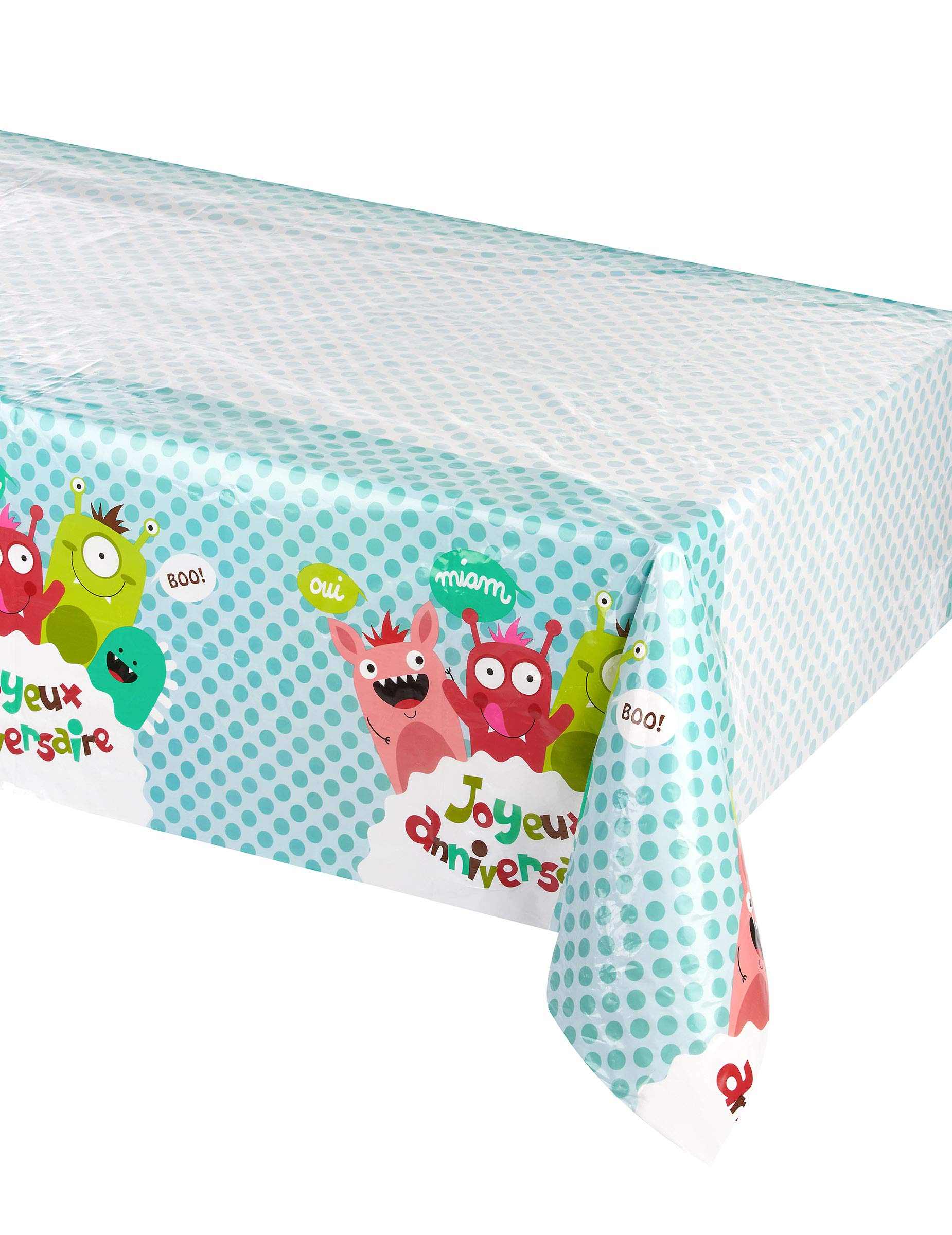 DYNASTRIB 2080490 HAPPY MONSTER Tablecloth, Multicolored, 130 X 180 CM
