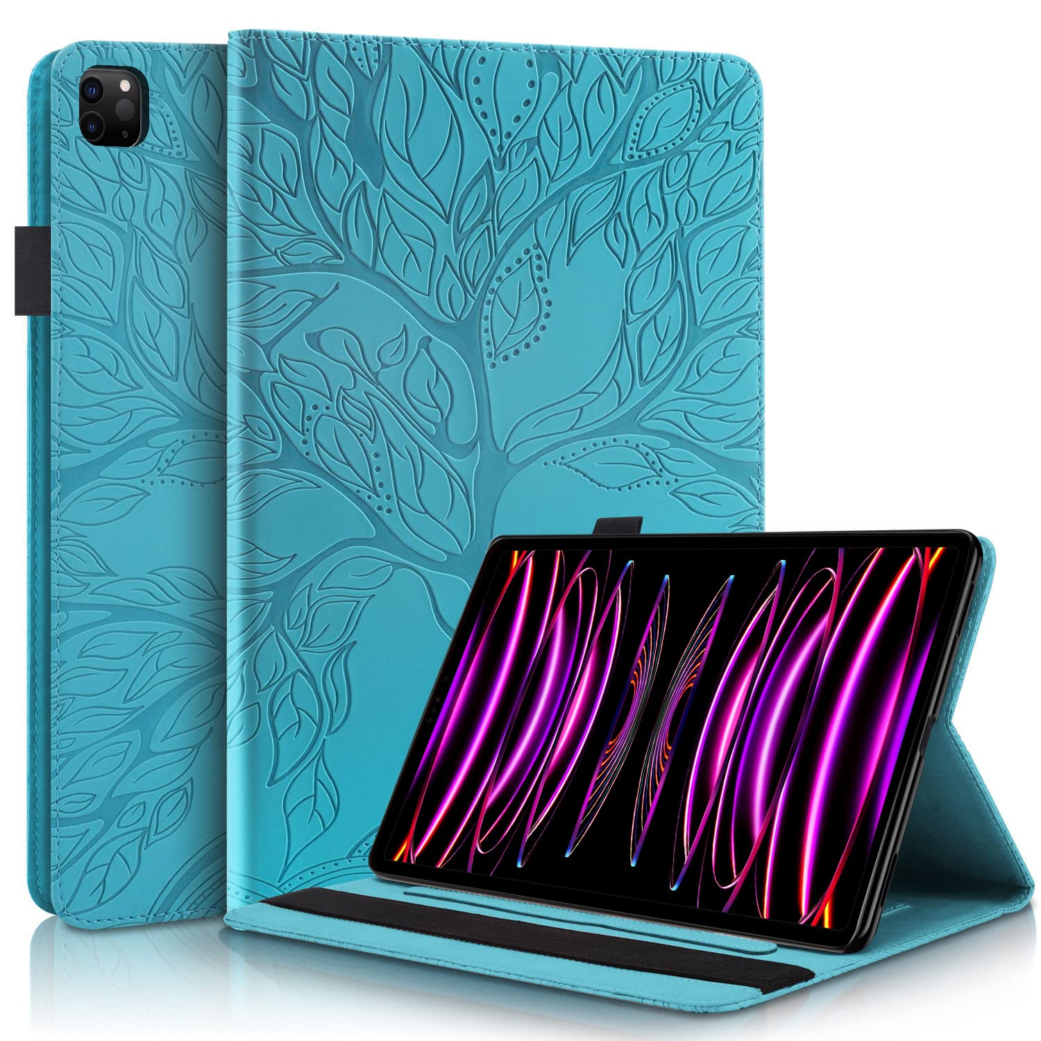 Succtopy Case for iPad Pro 12.9 6th/5th/4th/3rd Generation Folio Flip PU Leather Cover with Pen Holder Protective Tablet Case with Stand Function for iPad Pro 12.9 Inch 2022/2021/2020/2018 Blue