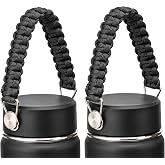 Bluwing Paracord Handle for Hydro Flask Water Bottle Lids, 2Pcs | Replacement Flex Strap on Wide and Standard Mouth Water Bottle Lids Caps, BPA-Free for Hiking, Exercising, Adventure