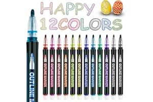 ULRHPC Stocking Stuffers for Teen Girls Boys: Shimmer Markers Outline Glitter Pens 12 Colors Teen Girl Gifts Trendy Stuff Chriatmas Birthday Gifts 4-16 Year Old Arts Crafts Party Supplies for Kids 6-12