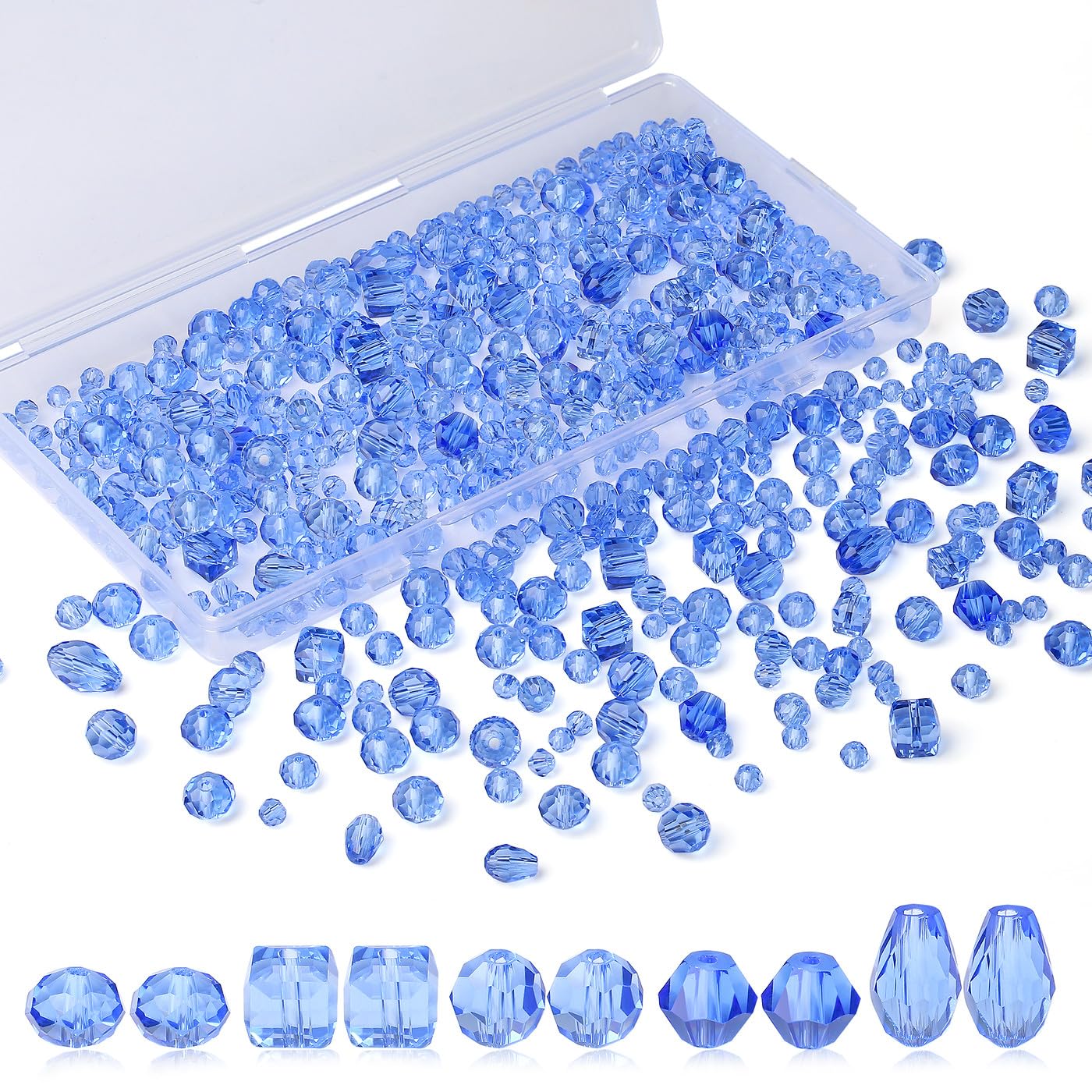 XIANNVXI 800pcs Faceted Blue Glass Beads for Jewellery Making 4/6/8mm Blue Beads for Crafting for Vases