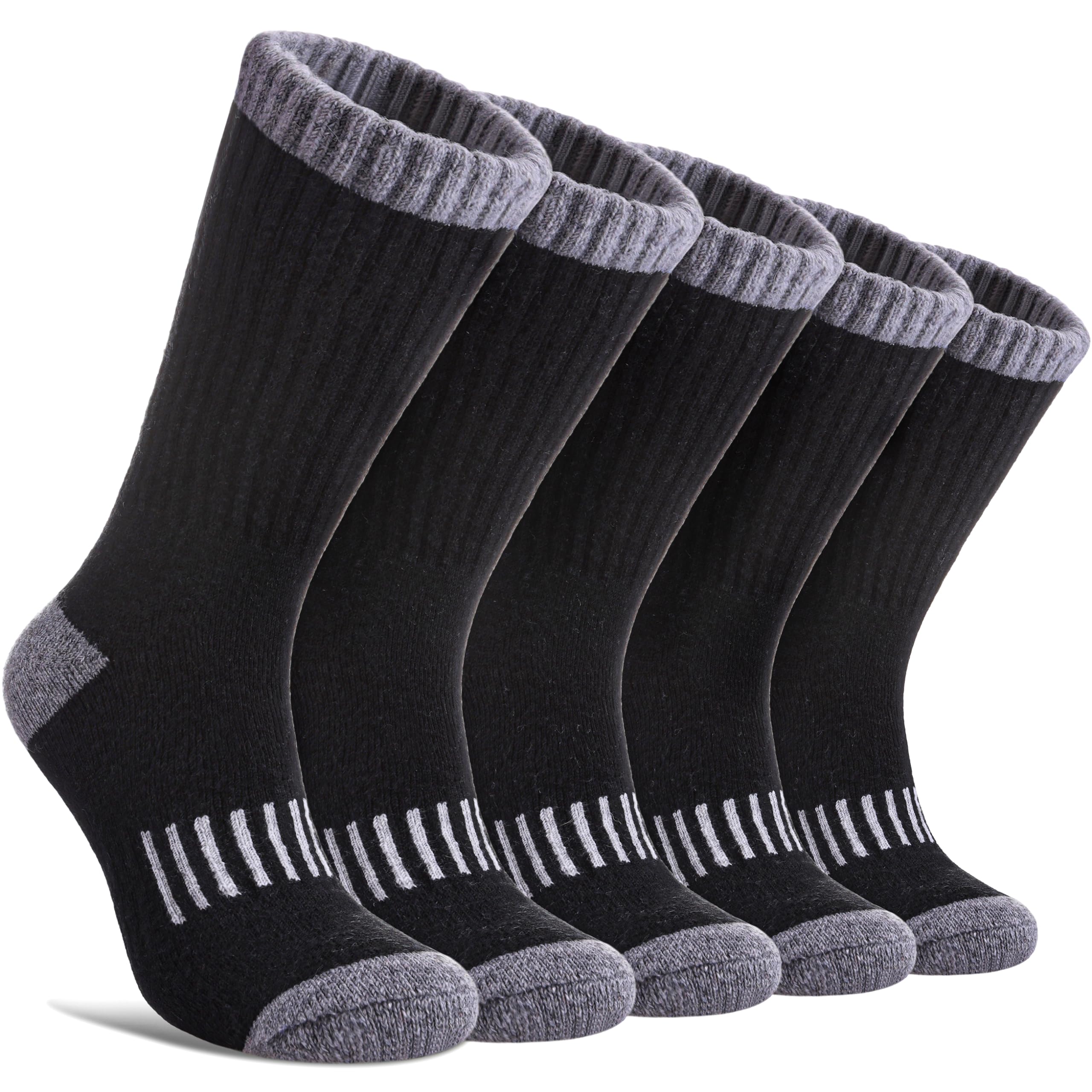 Photo 1 of DYW Women's Merino Wool Hiking Socks - Thermal Warm Winter Boot Crew Socks (5 Pairs Black B,Medium)