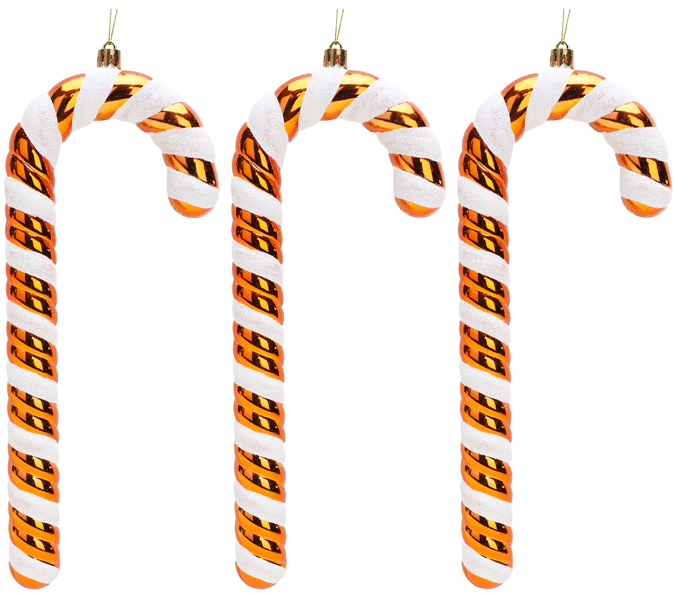 Christmas Concepts® Pack of 3–250mm (10") Extra Large Candy Cane Baubles – Shiny & Glitter Decorated – Christmas Decorations (Copper)