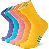 Heatuff Womens Crew Socks Cotton Running Cushion Athletic Calf Long Socks for Women 5 Pairs