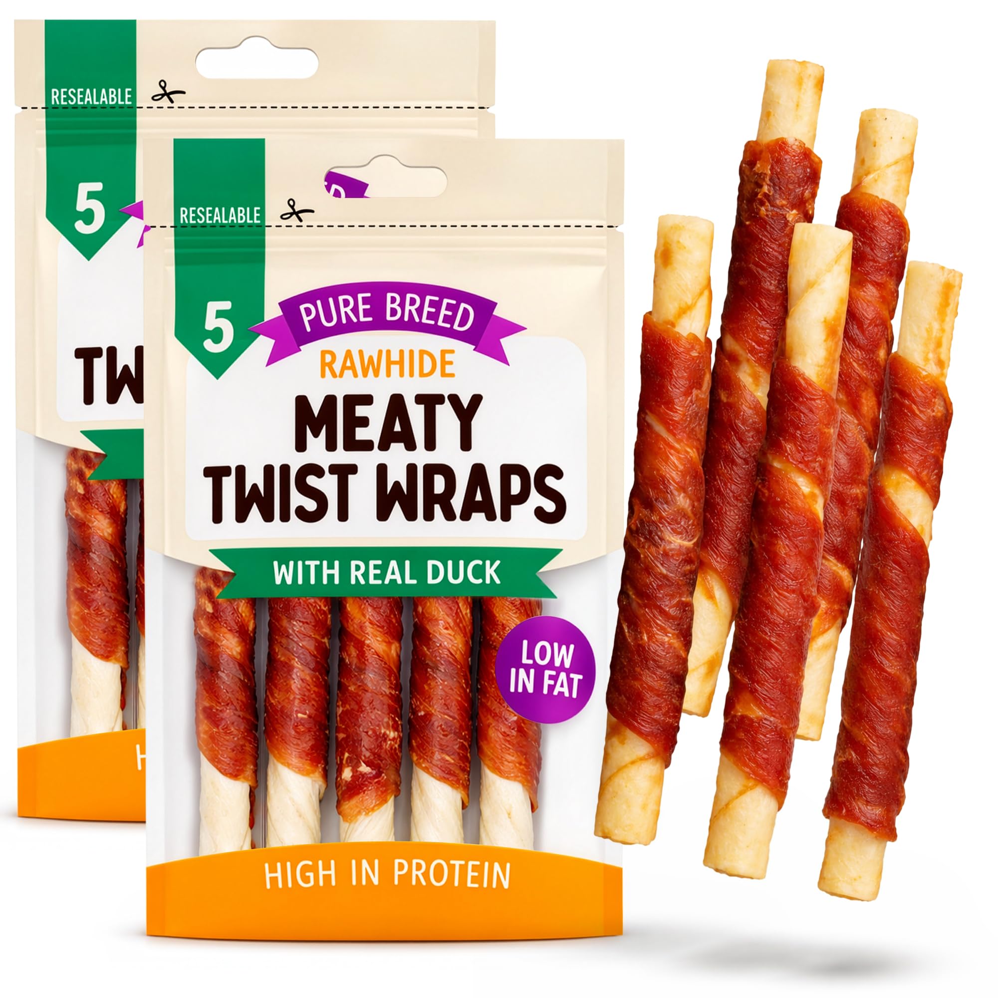 SOL 10pk Meat Wrapped Rawhide Dog Treats - Duck Chews for Dogs, High-Protein and Low-Fat, Promotes Healthy Teeth, Great for Training, Rewards, Chewing Satisfaction, and Long-Lasting Enjoyment