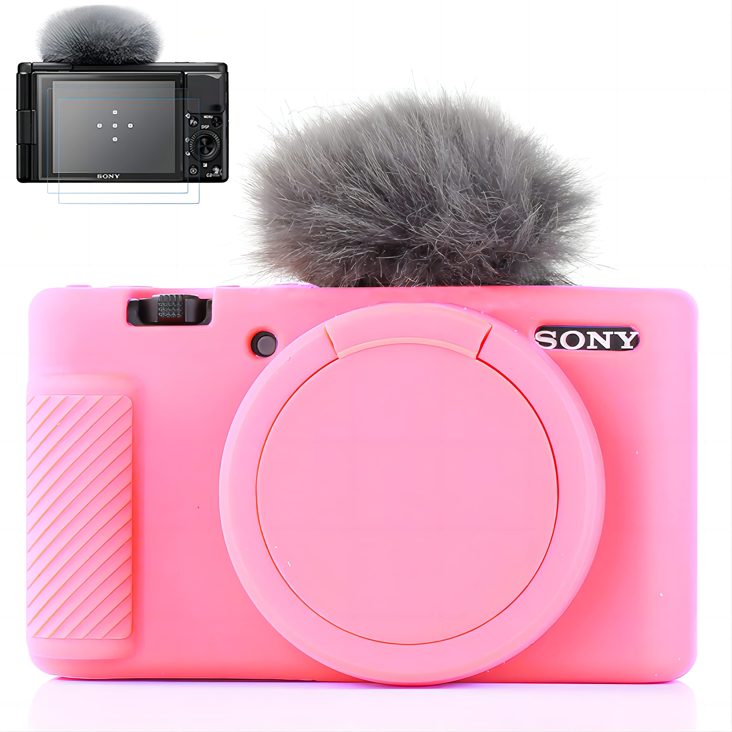 Photo 1 of Yisau Camera Case for Sony ZV-1, Sony ZV1 Camera Case Digital Camera Anti-Scratch Slim Fit Soft Dslr Camera Sleeve with ZV1 Screen Protector (Pink)