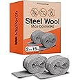 MaPorch Steel Wool for Mice Control - Wool Gap Filler for Home & Garage - DIY Bundle with Gloves & Scissors - Mouse Deterrents That Work - 2 Pack, 3.2" x 7.5 ft