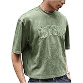 GORGLITTER Men's Cropped T Shirt Crop Top Graphic Short Sleeve Oversized Gym Boxy Tees Workout Shirts