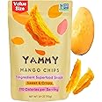 Yammy Dried Mango Chips Like Freeze Dried Fruit, No Sugar Added 1 Ingredient Healthy Snack for Adults Kids, Unsweetened Dry Slices of Mangoes, 3g Fiber, Low Calorie Vegan Gluten Free, 3.9oz Value Size