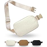 Boutique Fleece Belt Bag | Sherpa Crossbody Fanny Pack for Women | Everywhere Waist Pack | Small Fashion Travel Chest Bag (Cream Fleece, Small Strap Length)