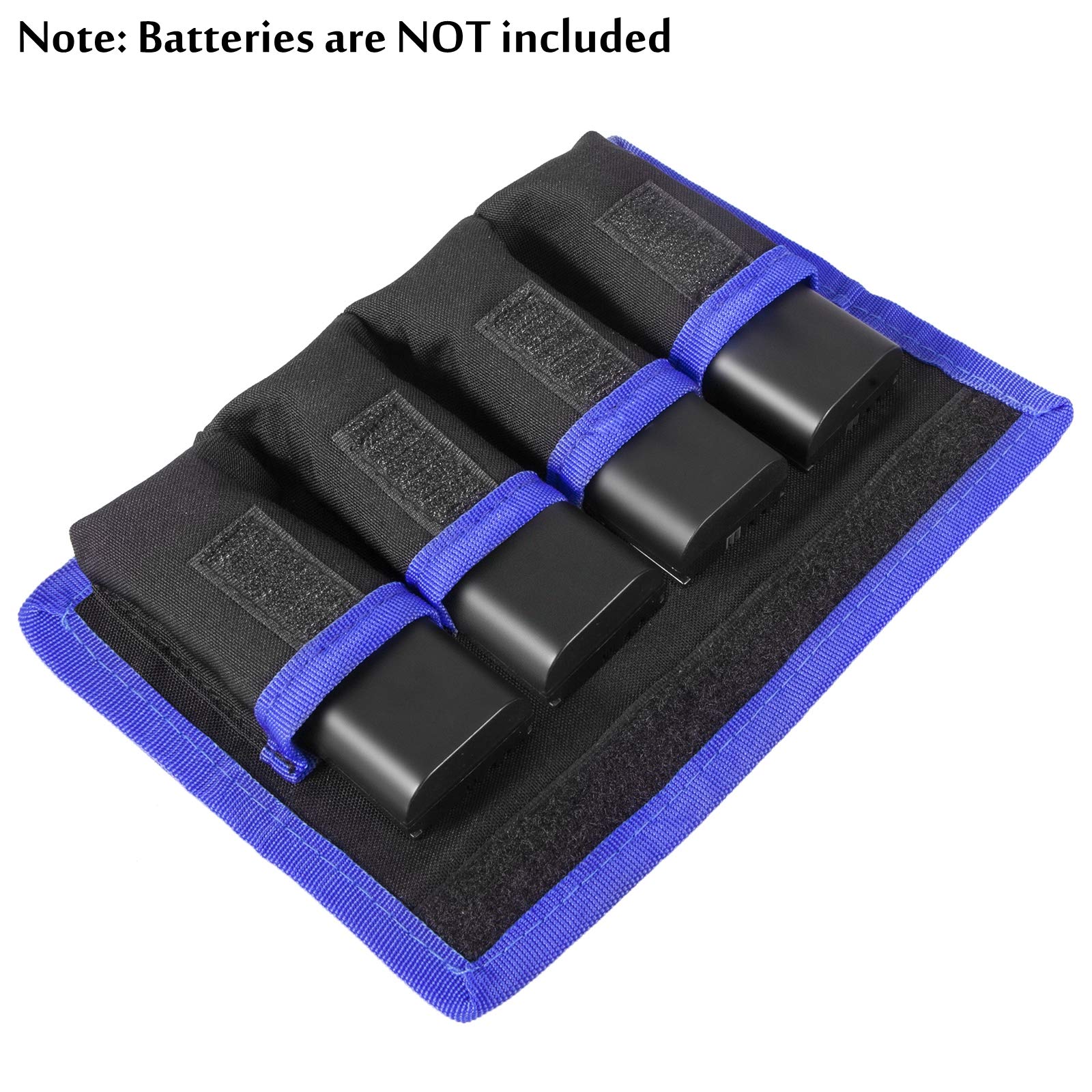 Meking 2 Pcs DSLR Battery Case Holder Storage Bag (4 Pocket) for AA/AAA Battery and LP-E6 LP-E8 LP-E10 LP-E12, EN-EL14 EN-EL15, NP-FW50 NP-F550 NP-FM500H (Gray+Blue)